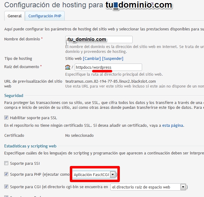 Cambiar raíz del documento tras subir WordPress Modificar-raiz-documento