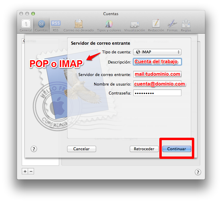 Configurar una cuenta en Mail Mac