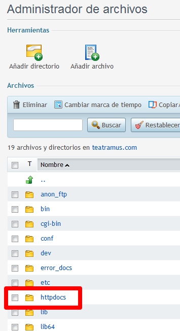 Subir contenido a httpdocs en Plesk Directorio-httpdocs-Plesk