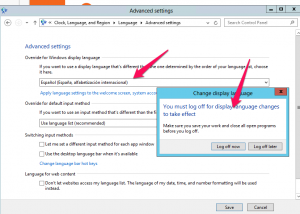 Cambiar el lenguaje en Windows Server 2012