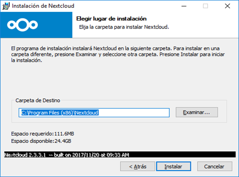 Instalar Nextcloud en Windows 10
