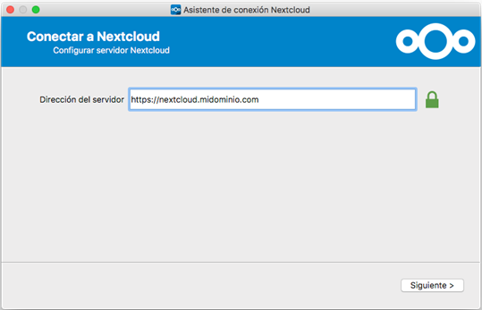Indicar el servidor Nextcloud en macOs