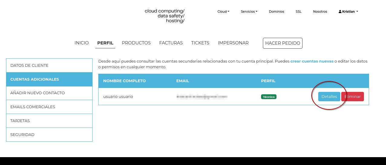 Editar o borrar un contacto secundario