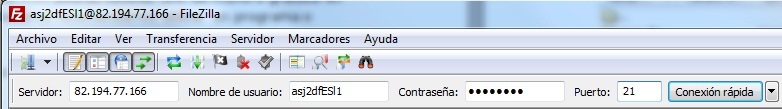 Introduce tus datos en Filezilla