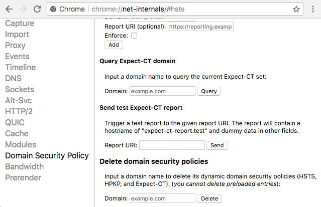 Eliminar un dominio de la cache HSTS de Chrome