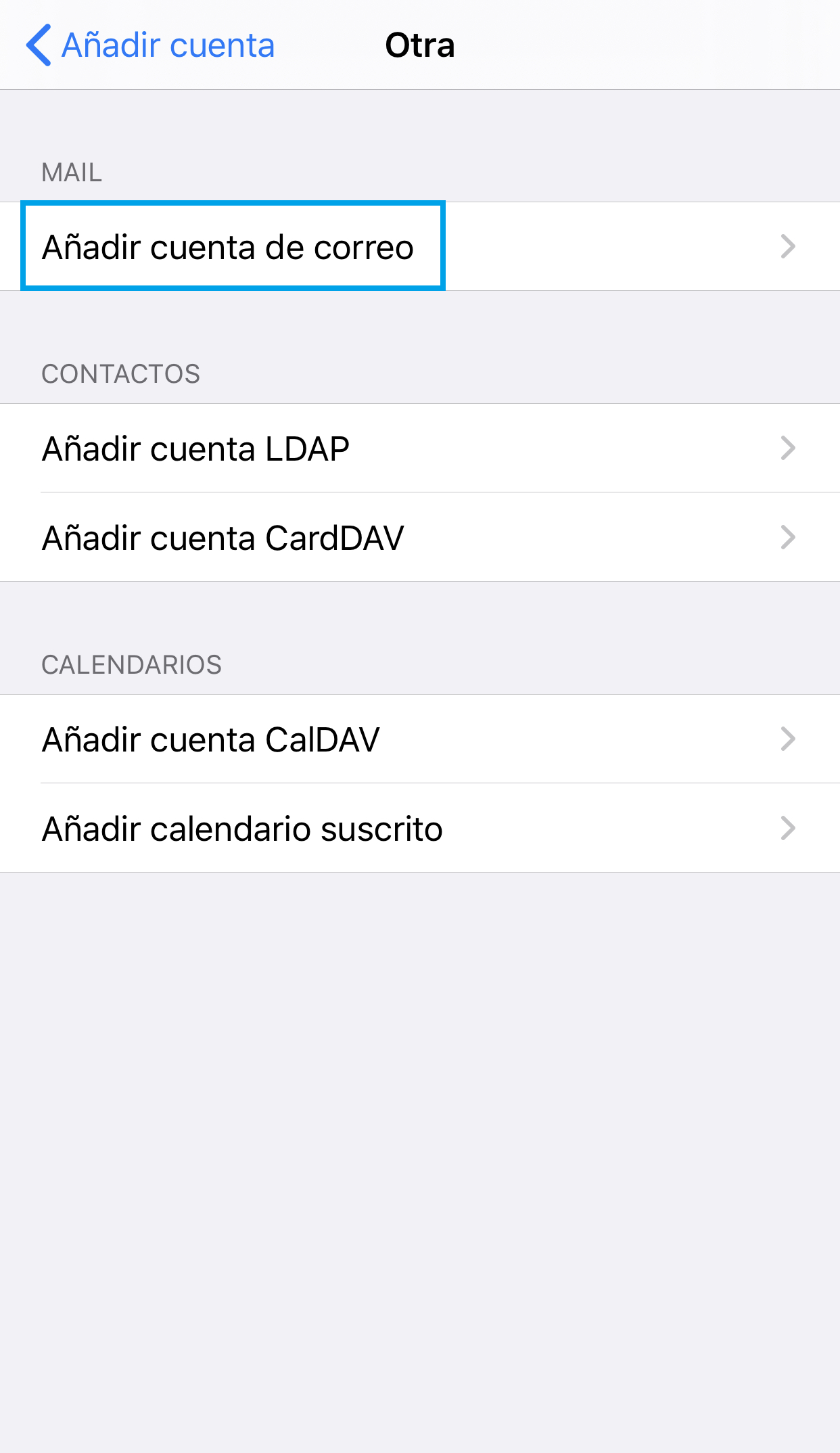 Configuración de cuentas de correo en iphone