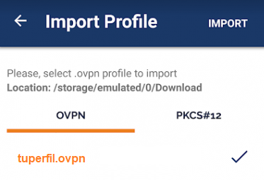 Importar el perfil de ovpn en Android