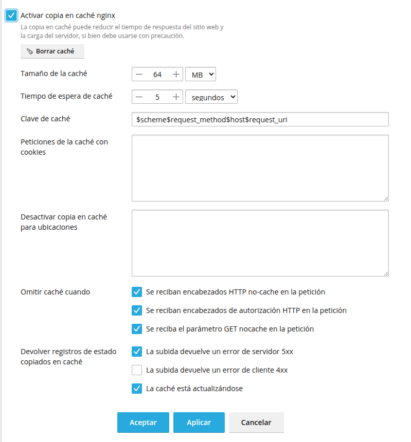 Finaliza la configuración para optimizar WordPress en Plesk