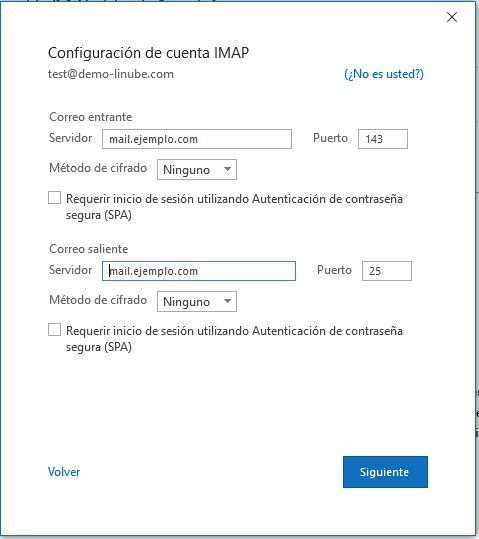 Configurar el servidor de correo entrante y saliente en Outlook 2019