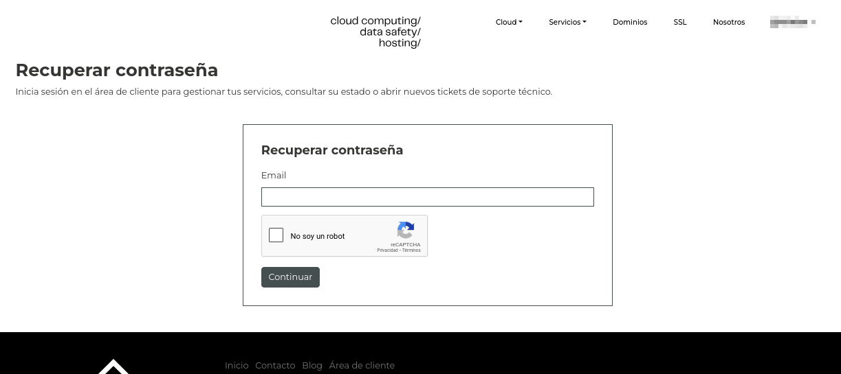Mail para recuperar contraseña