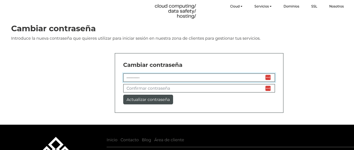 Introducir nueva contraseña