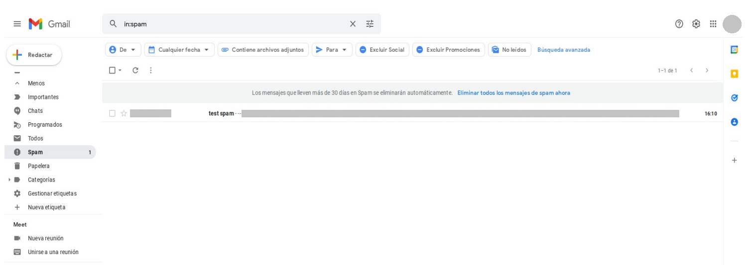 Acceder a Gmail para configurar un filtro antispam