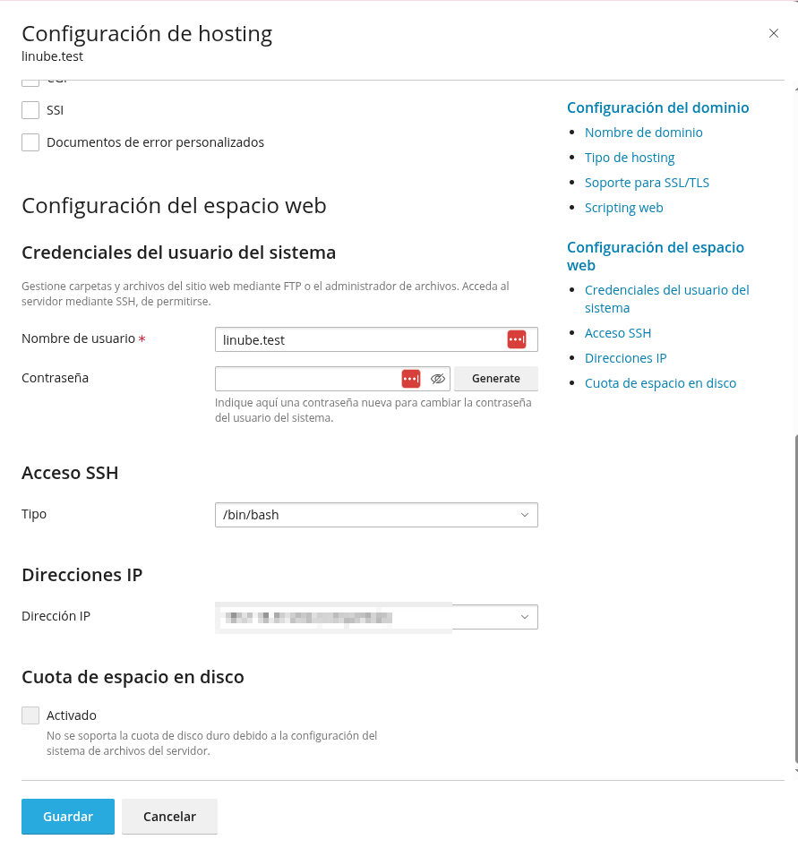 Cambiar el tipo de permiso para un usuario SSH